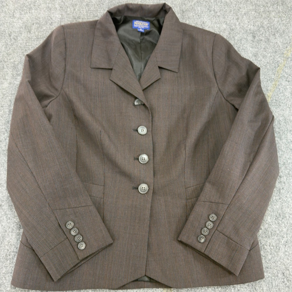 Pendleton Virgin Wool Pinstripe Blazer Jacket Brown Size 18